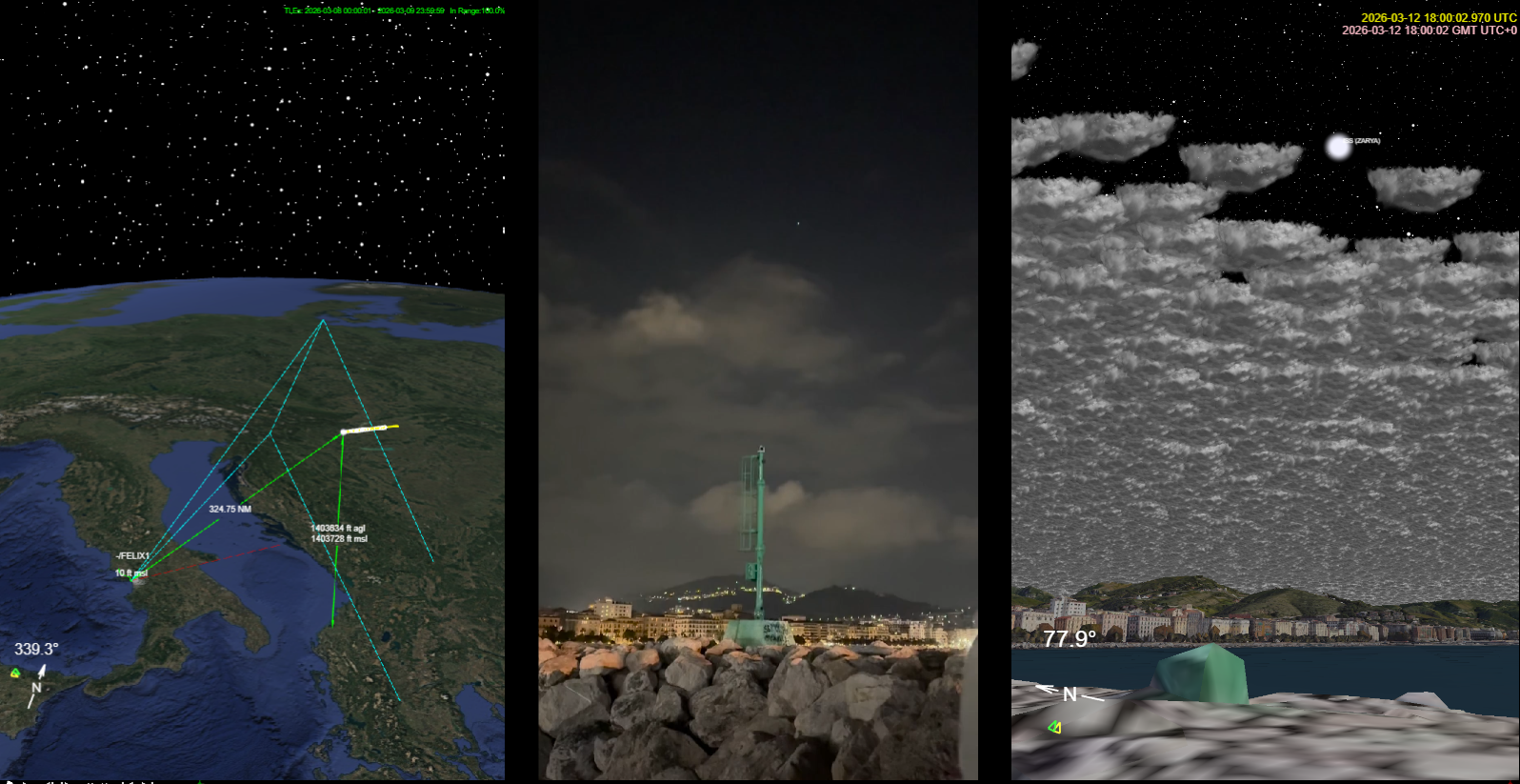 Nice Sitrec Example with 3d buildings and clouds