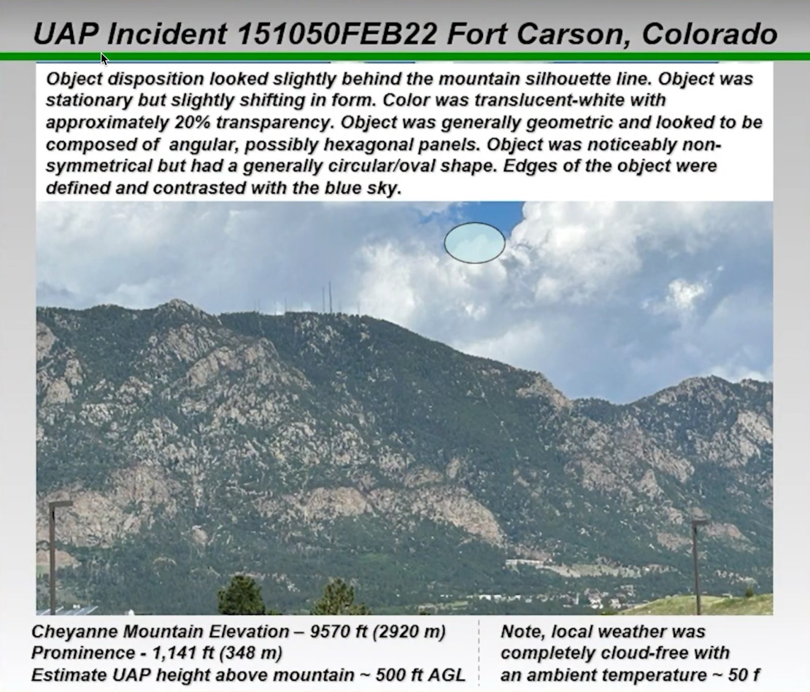 ICA-UAP-D001 - Caison Best's Fort Carson UAP Report