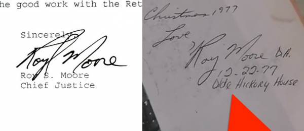 Image result for roy moore yearbook signature