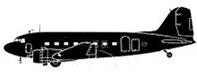 Silhouette image of generic DC3 model; specific model in this crash may look slightly different